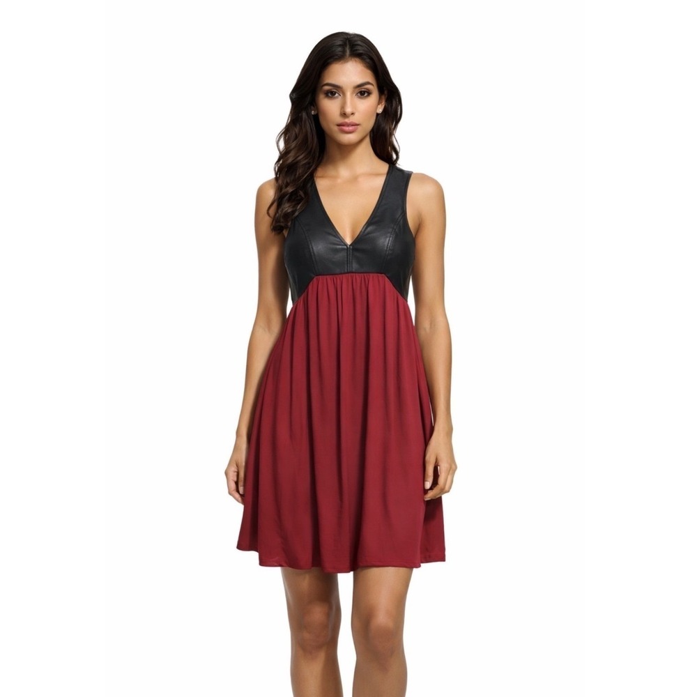 Funktional Dress Silk Lambskin Leather Black Pink Sleeveless Y2K Women's‎ Medium